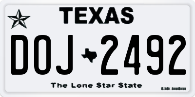 TX license plate DOJ2492