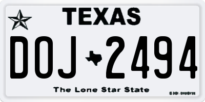 TX license plate DOJ2494
