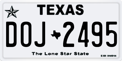 TX license plate DOJ2495