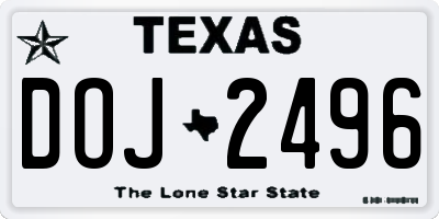 TX license plate DOJ2496
