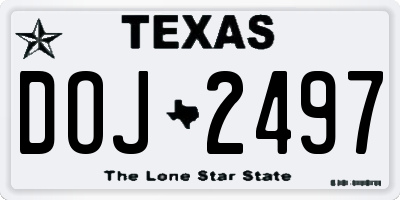 TX license plate DOJ2497