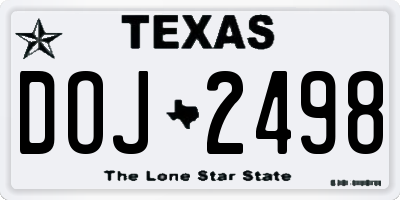 TX license plate DOJ2498