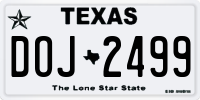 TX license plate DOJ2499