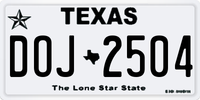 TX license plate DOJ2504