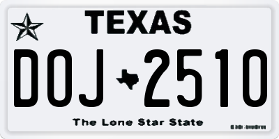 TX license plate DOJ2510