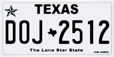 TX license plate DOJ2512
