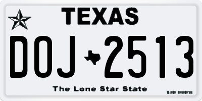 TX license plate DOJ2513