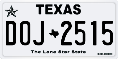 TX license plate DOJ2515