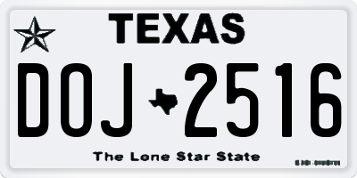 TX license plate DOJ2516
