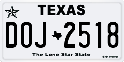 TX license plate DOJ2518