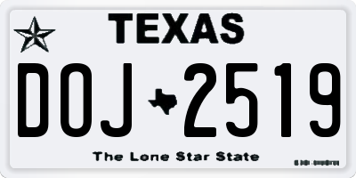 TX license plate DOJ2519