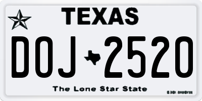 TX license plate DOJ2520
