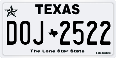 TX license plate DOJ2522