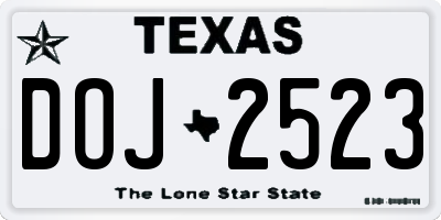 TX license plate DOJ2523