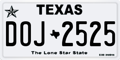 TX license plate DOJ2525