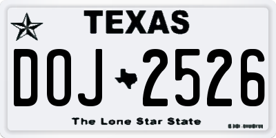 TX license plate DOJ2526