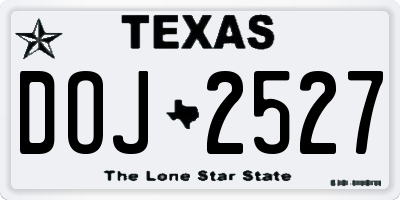 TX license plate DOJ2527