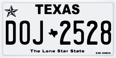 TX license plate DOJ2528
