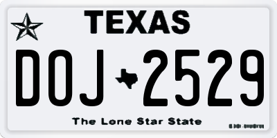TX license plate DOJ2529