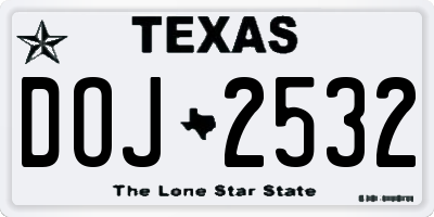 TX license plate DOJ2532