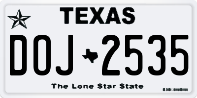 TX license plate DOJ2535