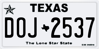 TX license plate DOJ2537