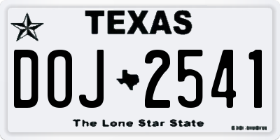 TX license plate DOJ2541