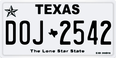 TX license plate DOJ2542