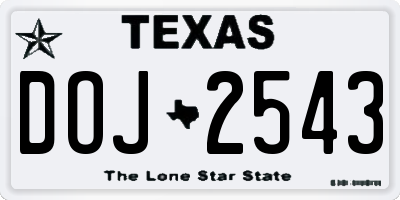 TX license plate DOJ2543
