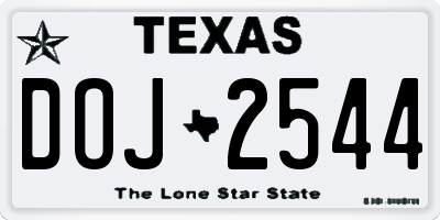 TX license plate DOJ2544