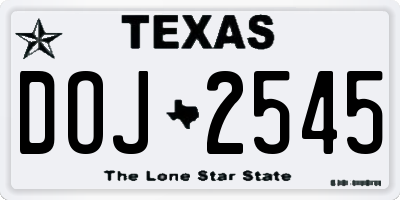 TX license plate DOJ2545