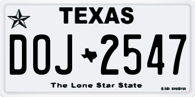 TX license plate DOJ2547
