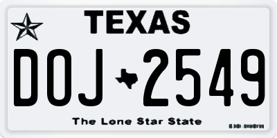 TX license plate DOJ2549