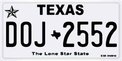 TX license plate DOJ2552
