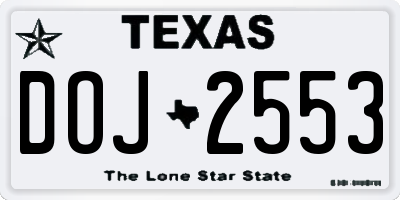 TX license plate DOJ2553