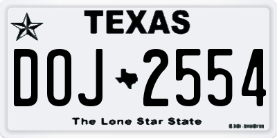 TX license plate DOJ2554
