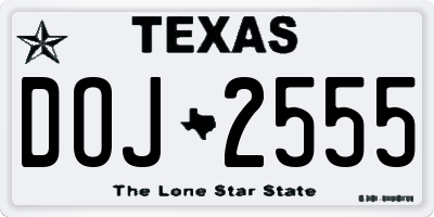 TX license plate DOJ2555
