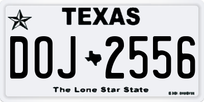 TX license plate DOJ2556