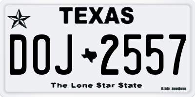 TX license plate DOJ2557