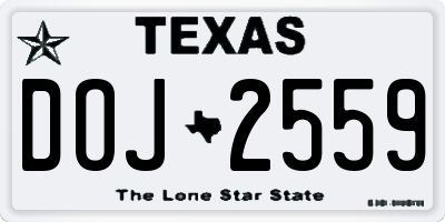 TX license plate DOJ2559