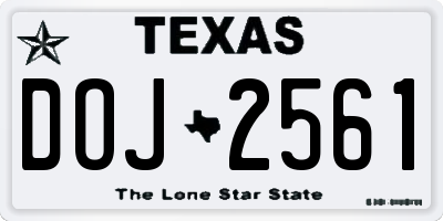 TX license plate DOJ2561