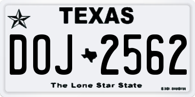 TX license plate DOJ2562