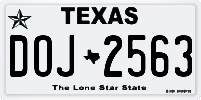 TX license plate DOJ2563