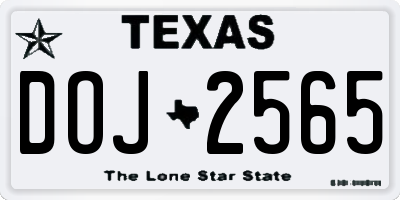 TX license plate DOJ2565
