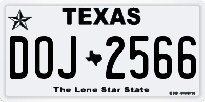 TX license plate DOJ2566