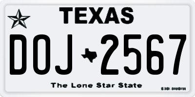 TX license plate DOJ2567
