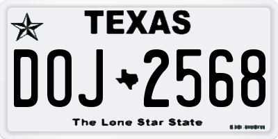 TX license plate DOJ2568