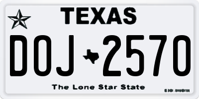 TX license plate DOJ2570