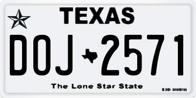 TX license plate DOJ2571