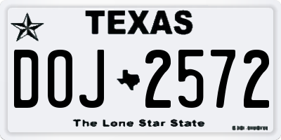TX license plate DOJ2572